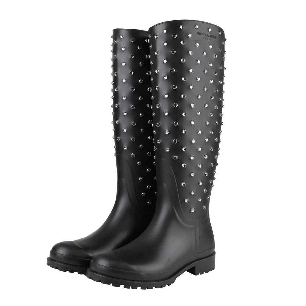Yves Saint Laurent Women's  Rubber Women Rain Boots With Crystal Studs (36 EU / 6 US) 2