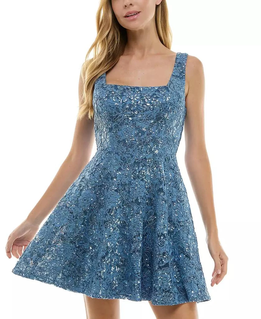 slim fit dress slacks City Studio Juniors' Lace Fit & Flare Dress