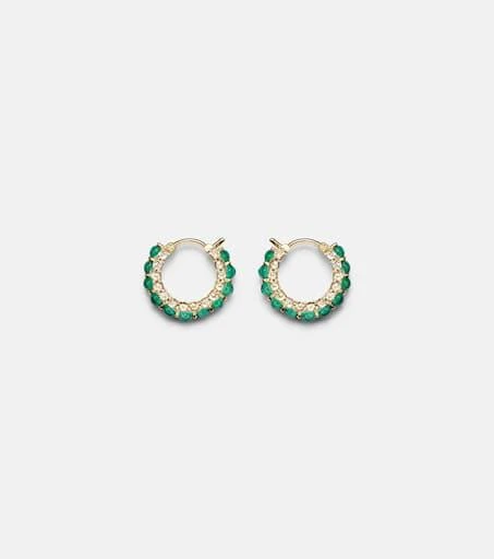 Ileana Makri 18kt gold hoop earrings with emeralds and diamonds 4