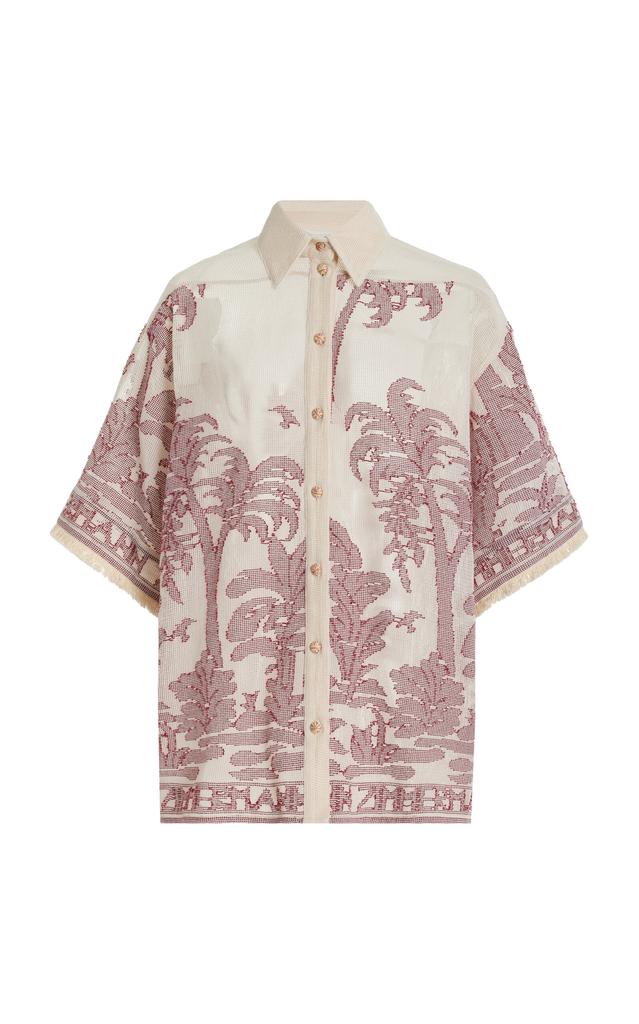 Zimmermann Zimmermann - Ottie Palm-Knit Cotton Shirt - Red