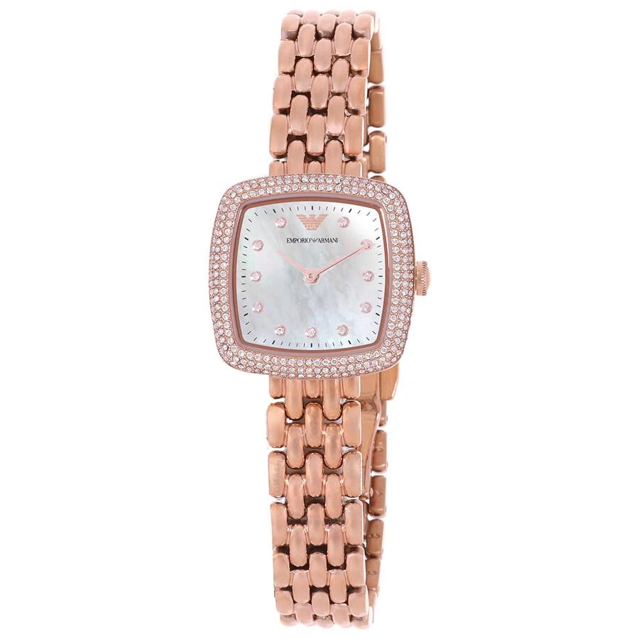 Emporio Armani Quartz Crystal White Mother of Pearl Dial Ladies Watch AR11496 1