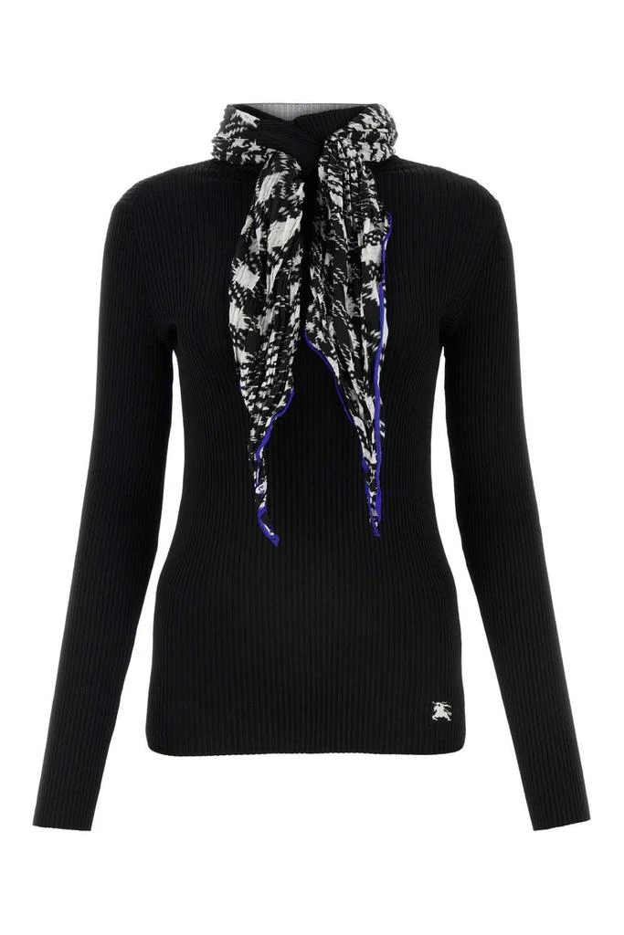 Burberry Burberry Scarf-Detailed High-Neck Ribbed Jumper from Cettire