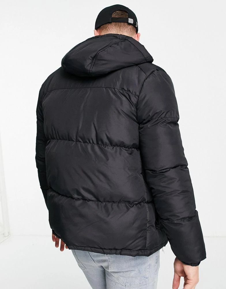Brave Soul Brave Soul puffer jacket with hood in black 2