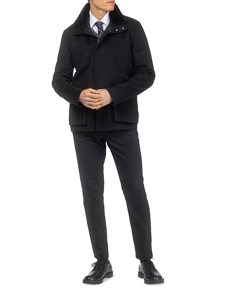 Gorski Wool Jacket with Detachable Merino Shearling Lamb Collar 6
