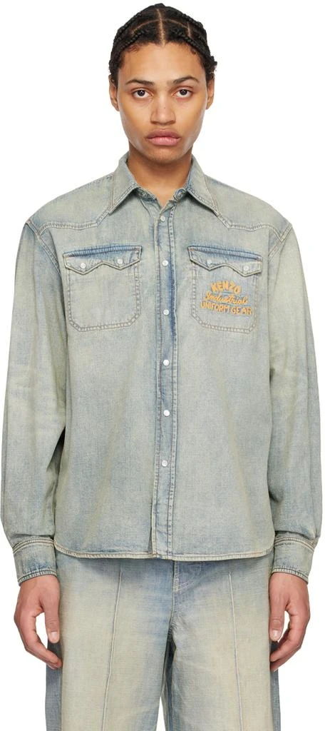 Kenzo Blue Kenzo Paris VERDY Edition Drawn Varsity Denim Shirt 1