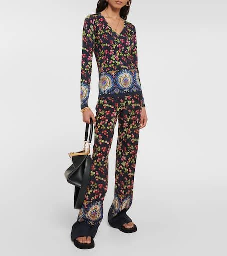 ETRO Printed high-rise silk pants 2
