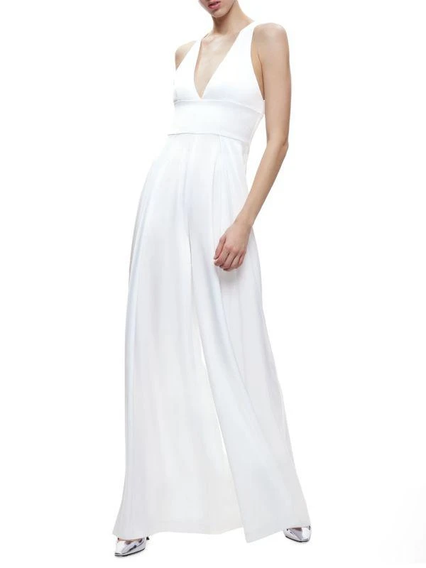 Alice + Olivia Myrtle Plunging Wide Leg Jumpsuit 3