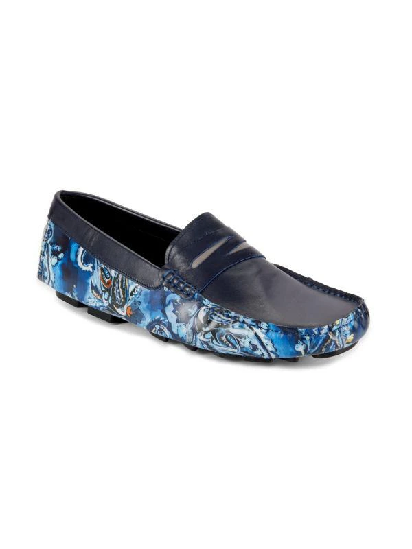 Robert Graham Fantoni Paisley Leather Penny Loafers 2