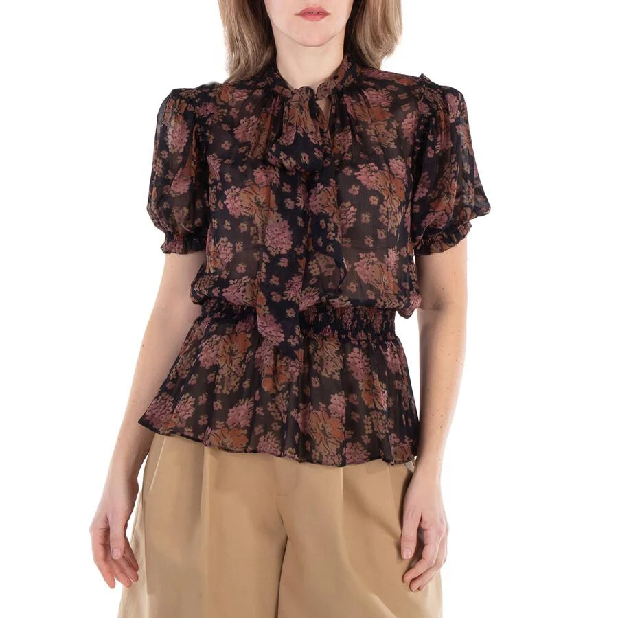 Ralph Lauren Polo Ralph Lauren Georgette Floral Tie-Neck Blouse, Size Medium