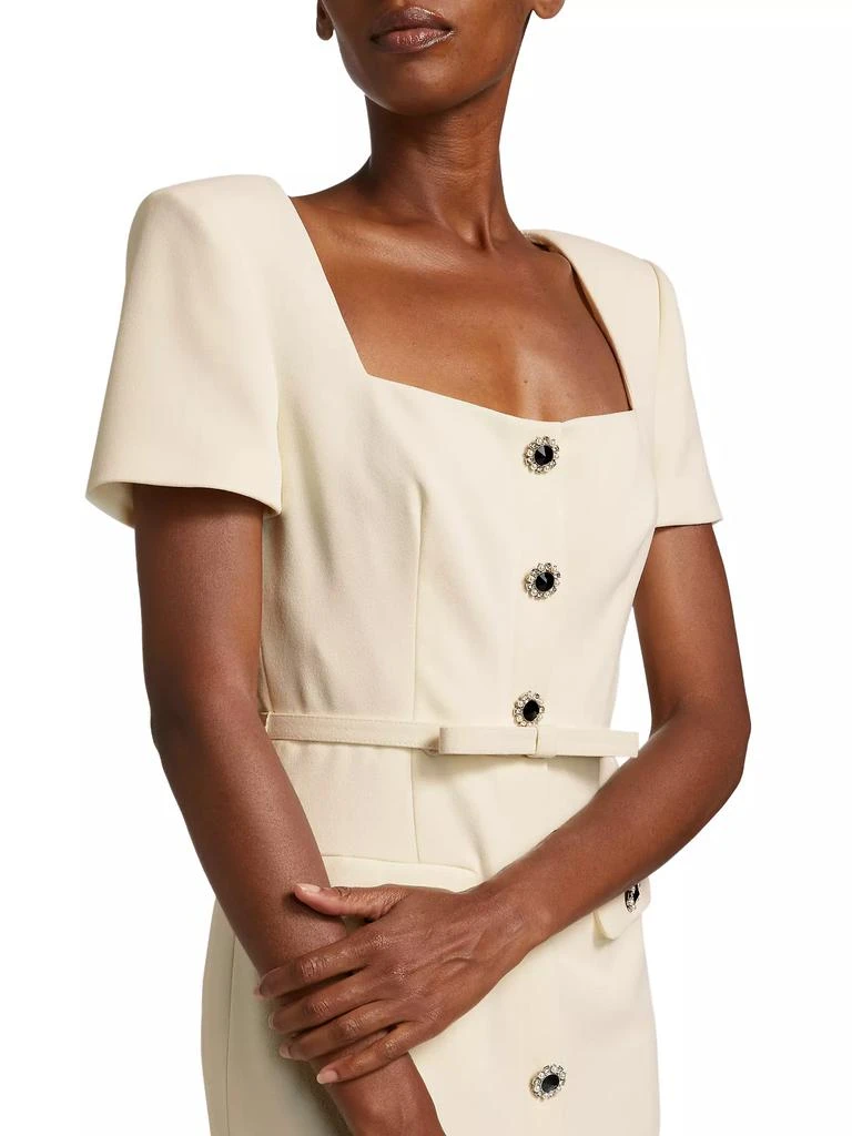 Self Portrait Crêpe Button-Front Midi-Dress 6