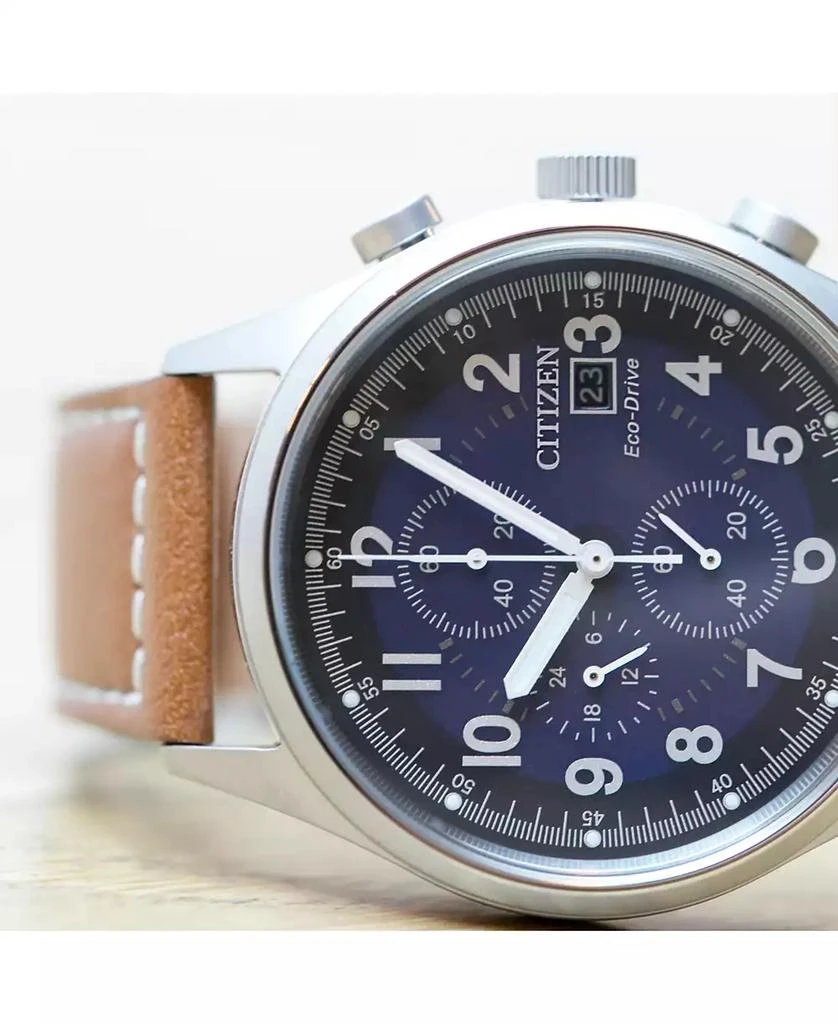 Citizen Men's Eco-Drive Chronograph Brown Leather Strap Watch 42mm CA0621-05L 7