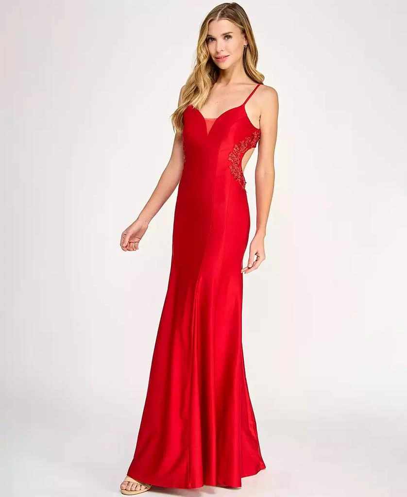 Dear Moon Juniors' Embellished Cutout Gown 4