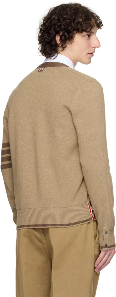 Thom Browne Brown Milano Stitch 4-Bar V-Neck Cardigan 3