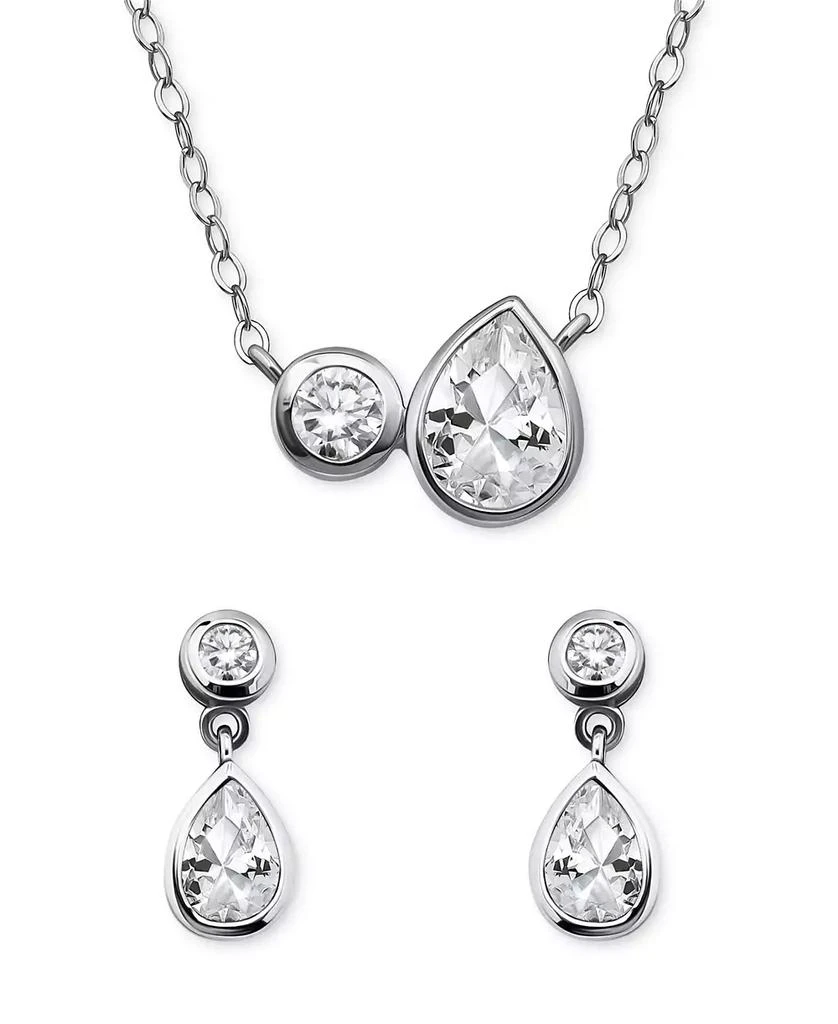 Giani Bernini 2-Pc. Set Cubic Zirconia Pear & Round Pendant Necklace & Drop Earrings in Sterling Silver, Exclusively at Macy's 3