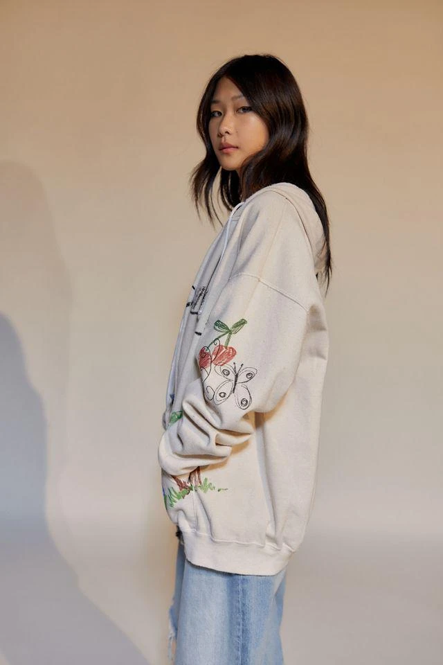Urban Outfitters Doodle Art Oversized Zip-Up Hoodie Sweatshirt 4