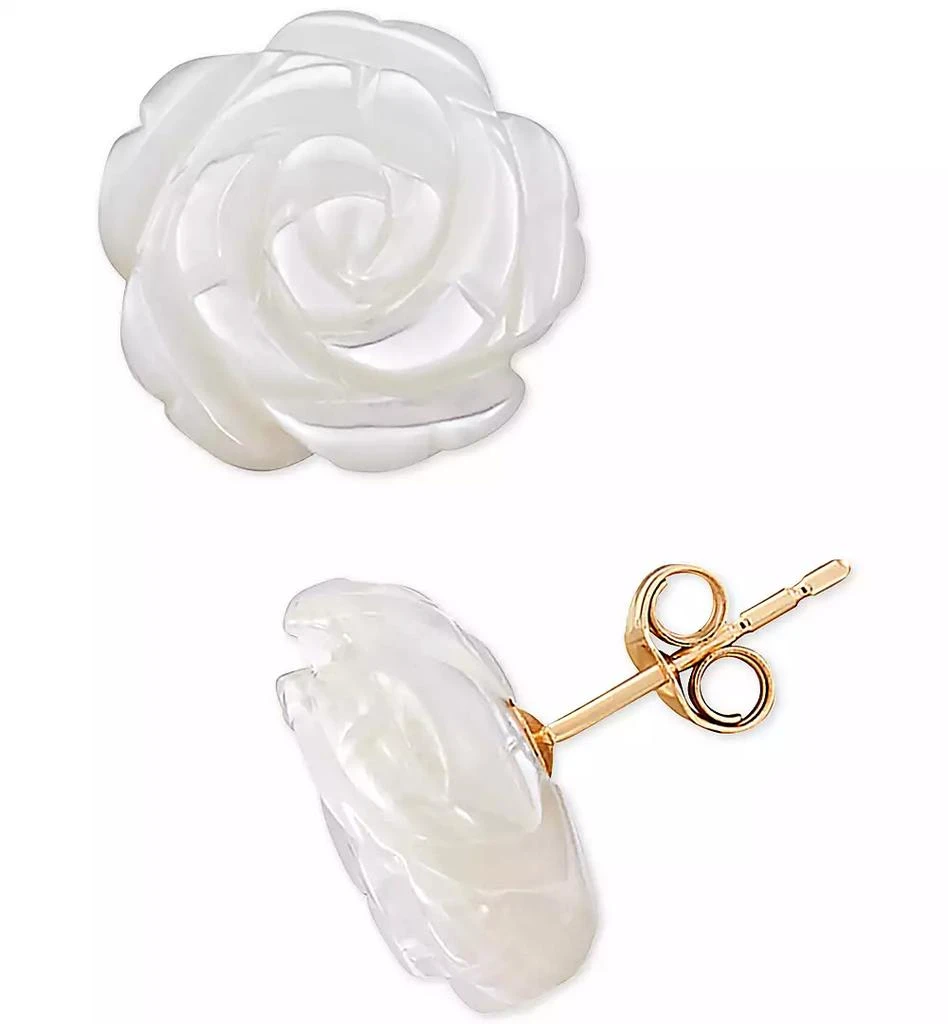 Macy's Mother-of-Pearl Flower Stud Earrings in 10k Gold 1