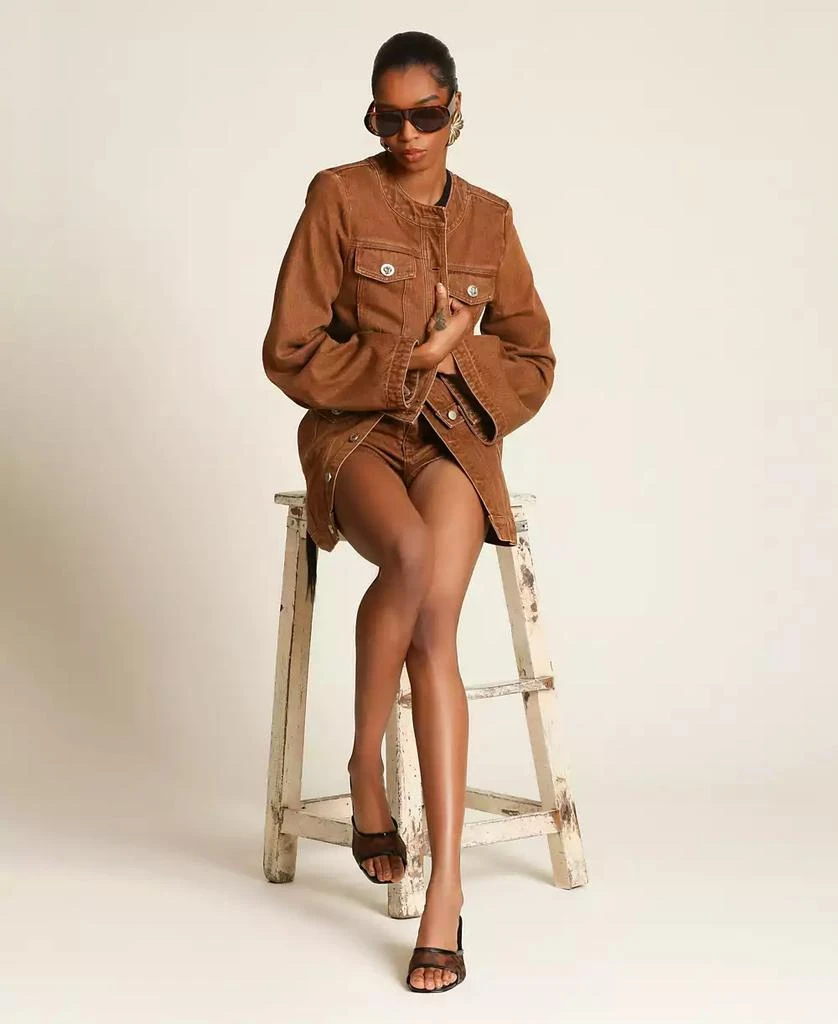 Avec Les Filles Women
s Crop Trucker Crew Neck Jacket 7