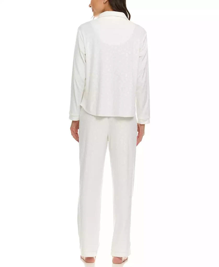 Flora Nikrooz Women's Addie Printed Velour Long Sleeve Pajama Set 2