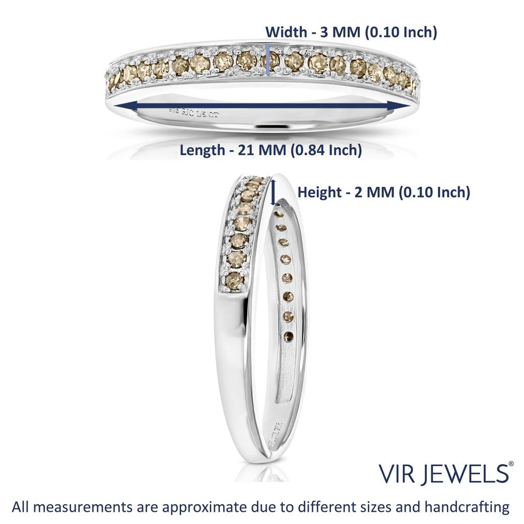 Vir Jewels 1/5 cttw Champagne Diamond Ring Wedding Band .925 Sterling Silver 20 Stones 4