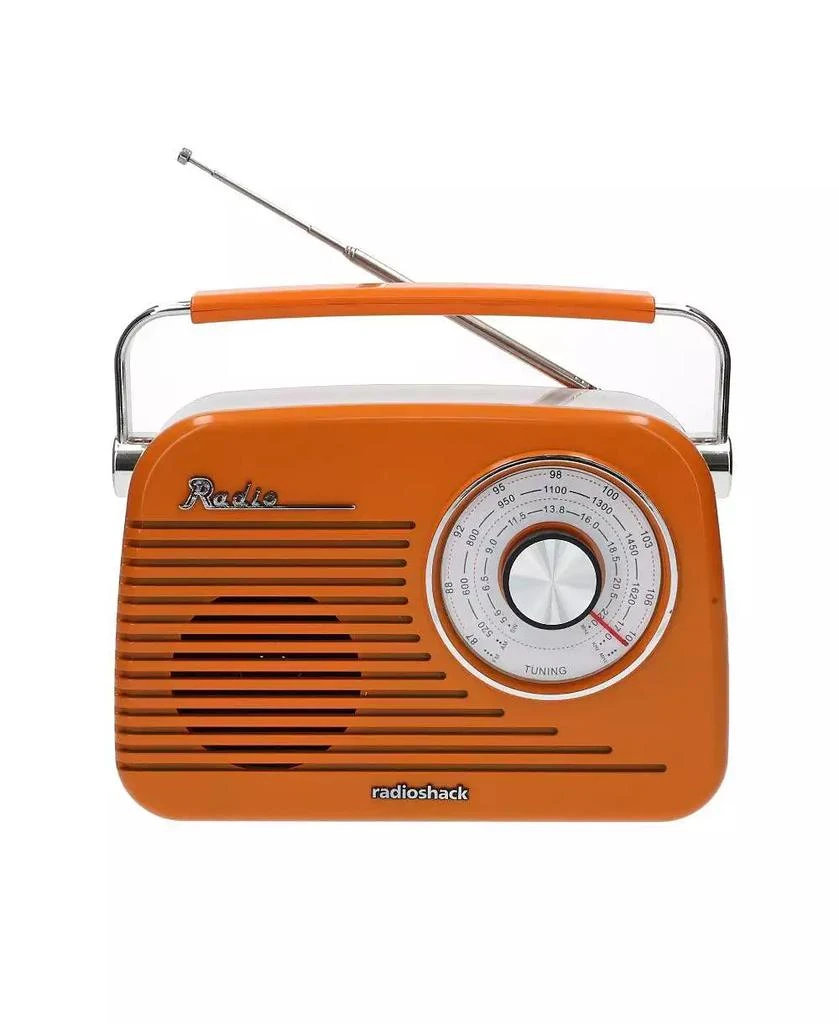 RadioShack Portable Retro AM/FM/SW Vintage and Classic Radio, Bluetooth, Rechargeable, Orange – 4001802