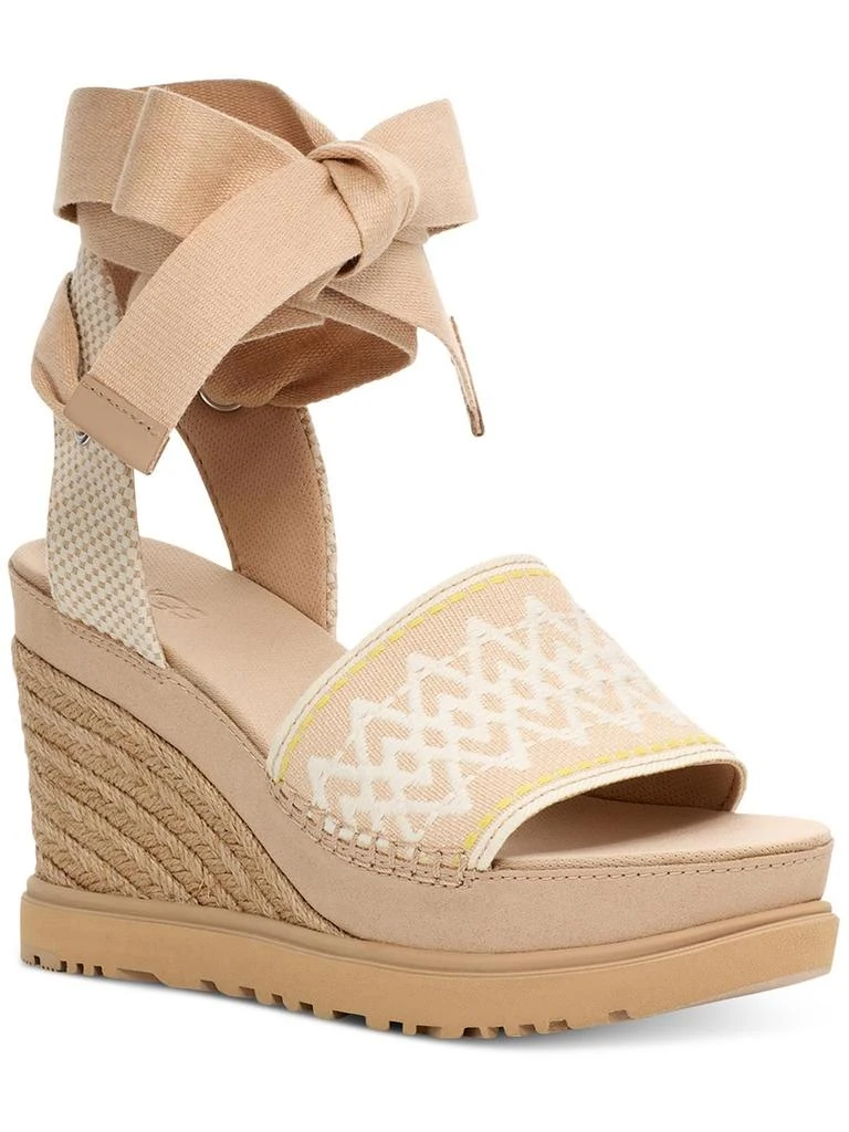 UGG Abbot Womens Canvas Lace-Up Espadrille Heels 1