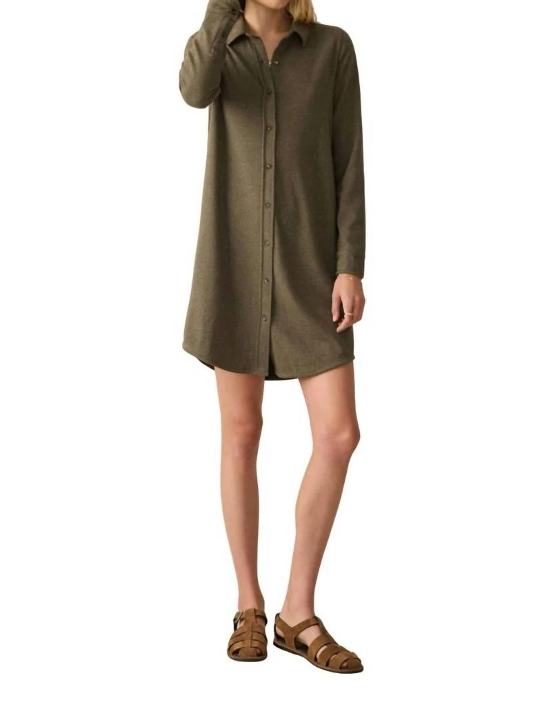 Faherty Legend Sweater Dress In Olive Melange Twill 1