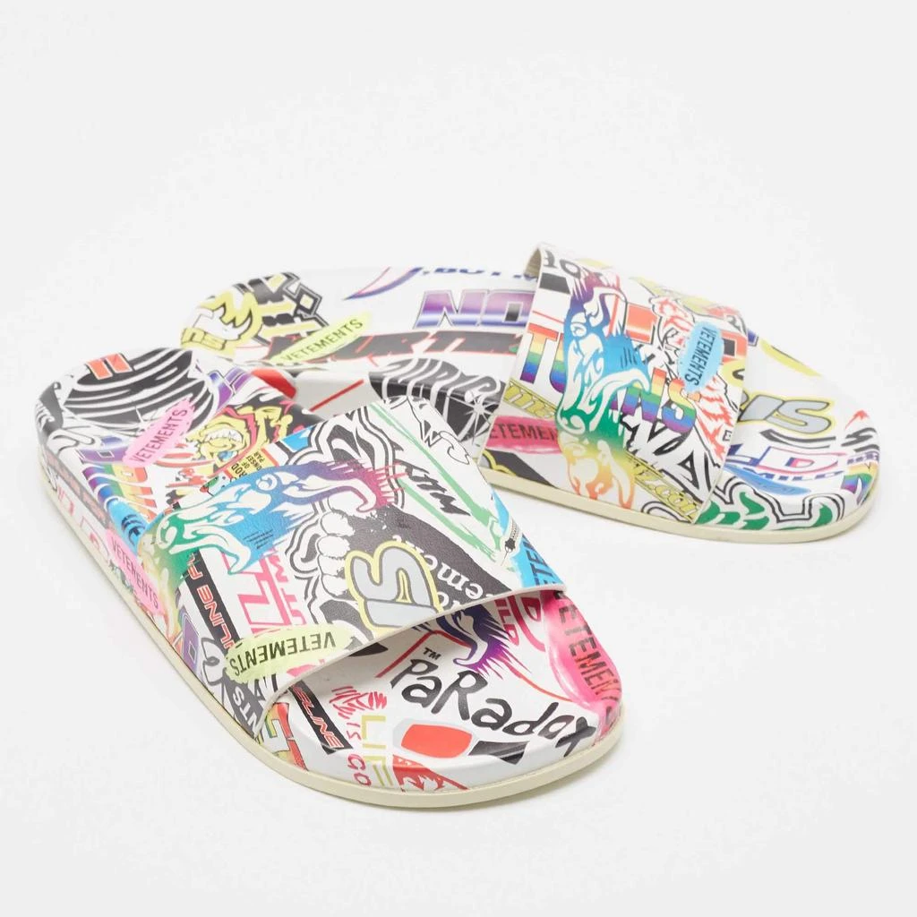 Vetements Vetements Multicolor Sticker Print Leather Pool Slides Size 36 4