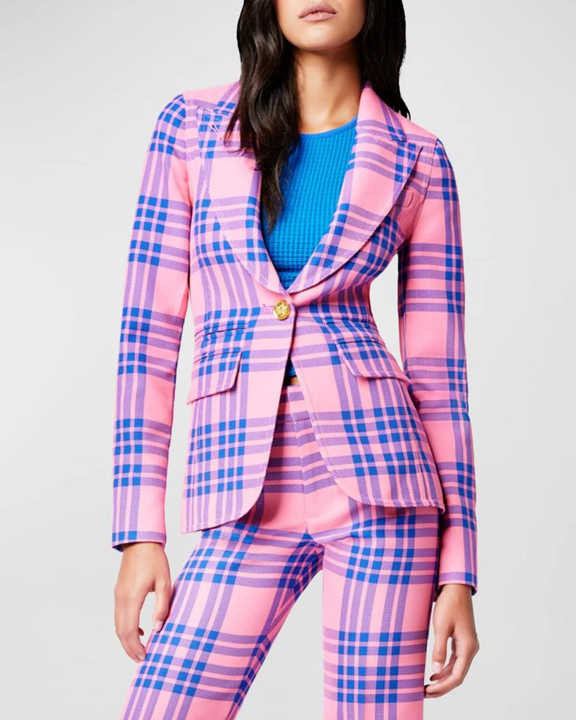 Smythe Hutton Tailored Cotton Plaid Cutaway Blazer 1