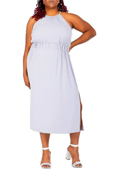 Poetic Justice Justice Womens Plus Size Halter Neck Elegant Maxi Dress 1