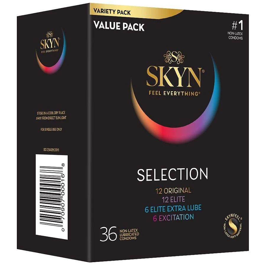 SKYN Selection Non-Latex Lubricated Condoms Sensual Masking, Nominal Width: 53 mm, Natural 7