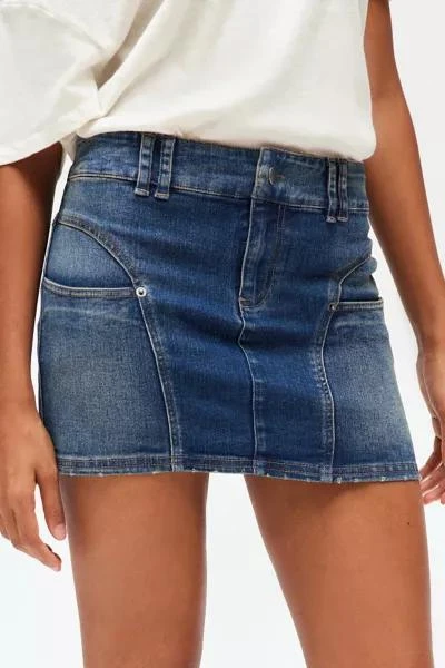 BDG BDG Tatiana Moto Denim Low Rise Micro Mini Skirt 1