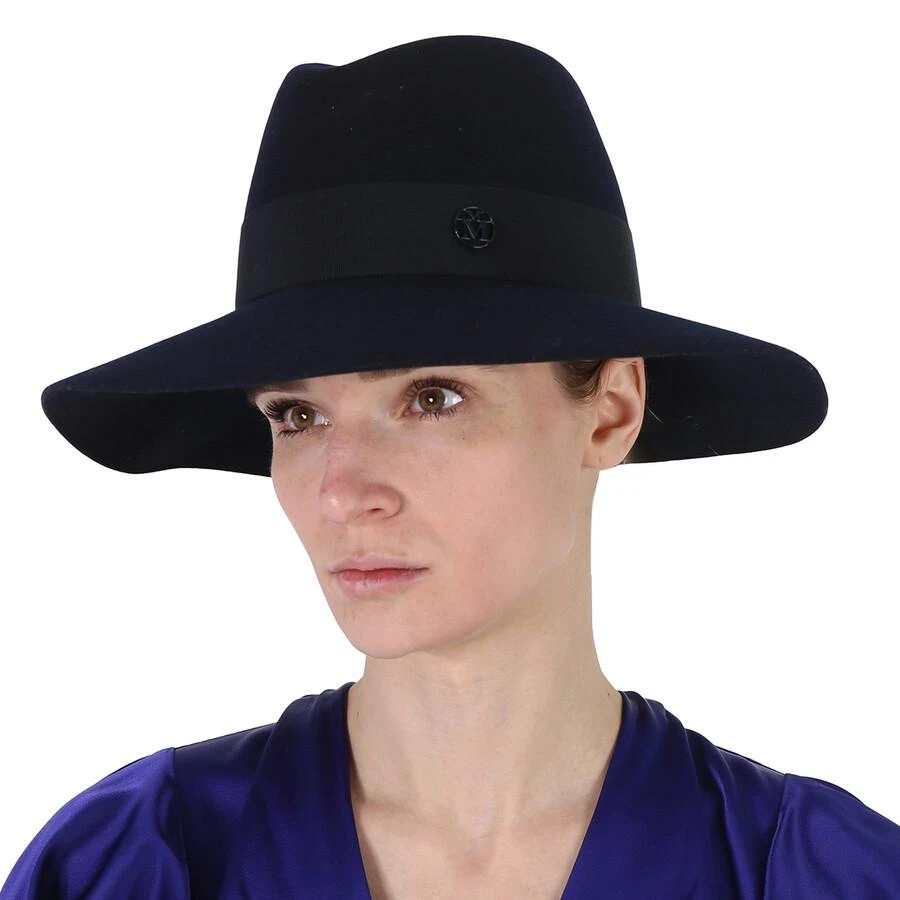 MAISON MICHEL Ladies Navy Kate Wool Felt Fedora Hat 2