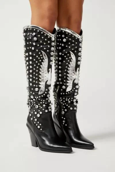 Azalea Wang Azalea Wang Metallic Upbeat Rhinestone Cowboy Boot 1