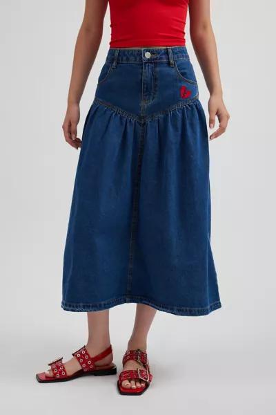 Kimchi Blue Kimchi Blue Clara Drop Waist Denim Midi Skirt