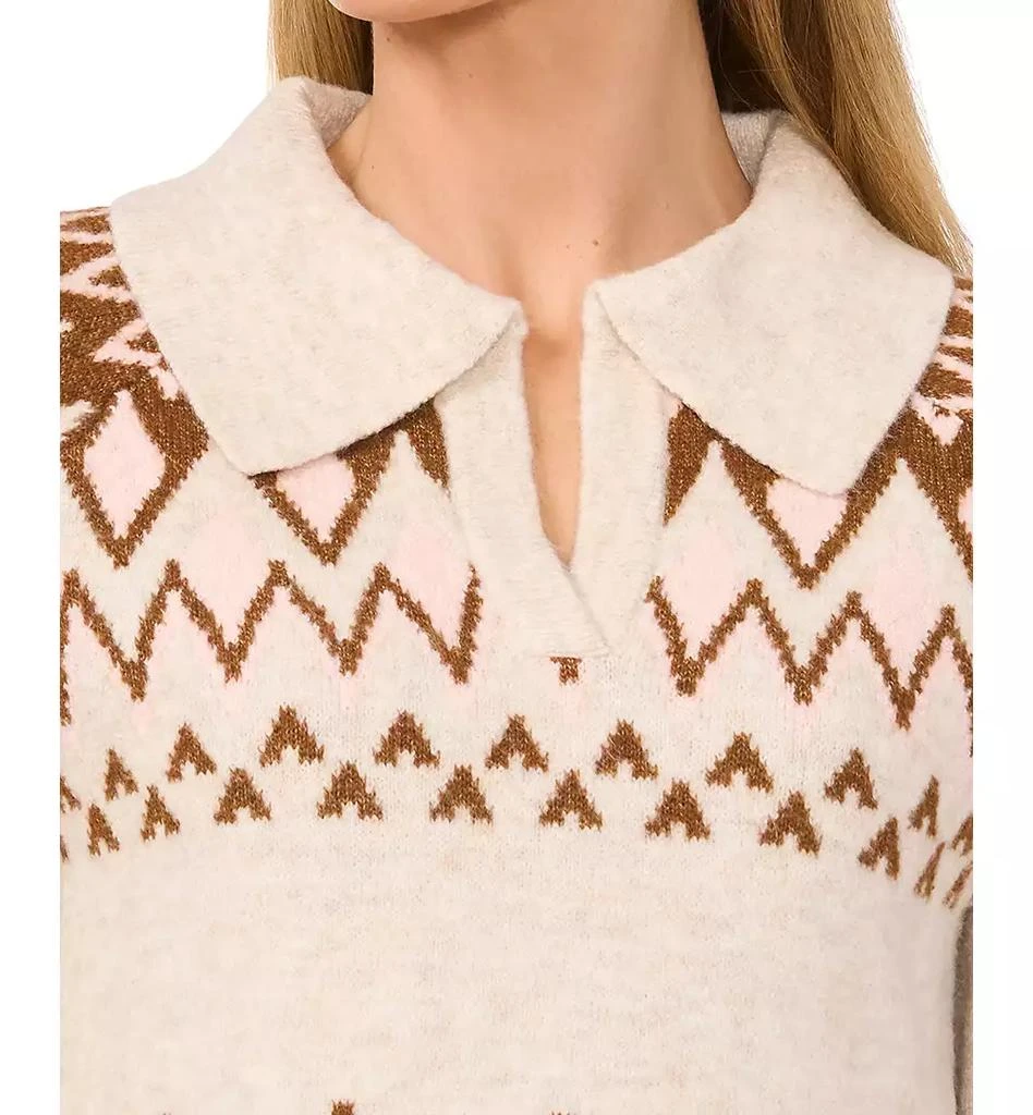 CeCe Women's Collared Fair Isle Sweater 3