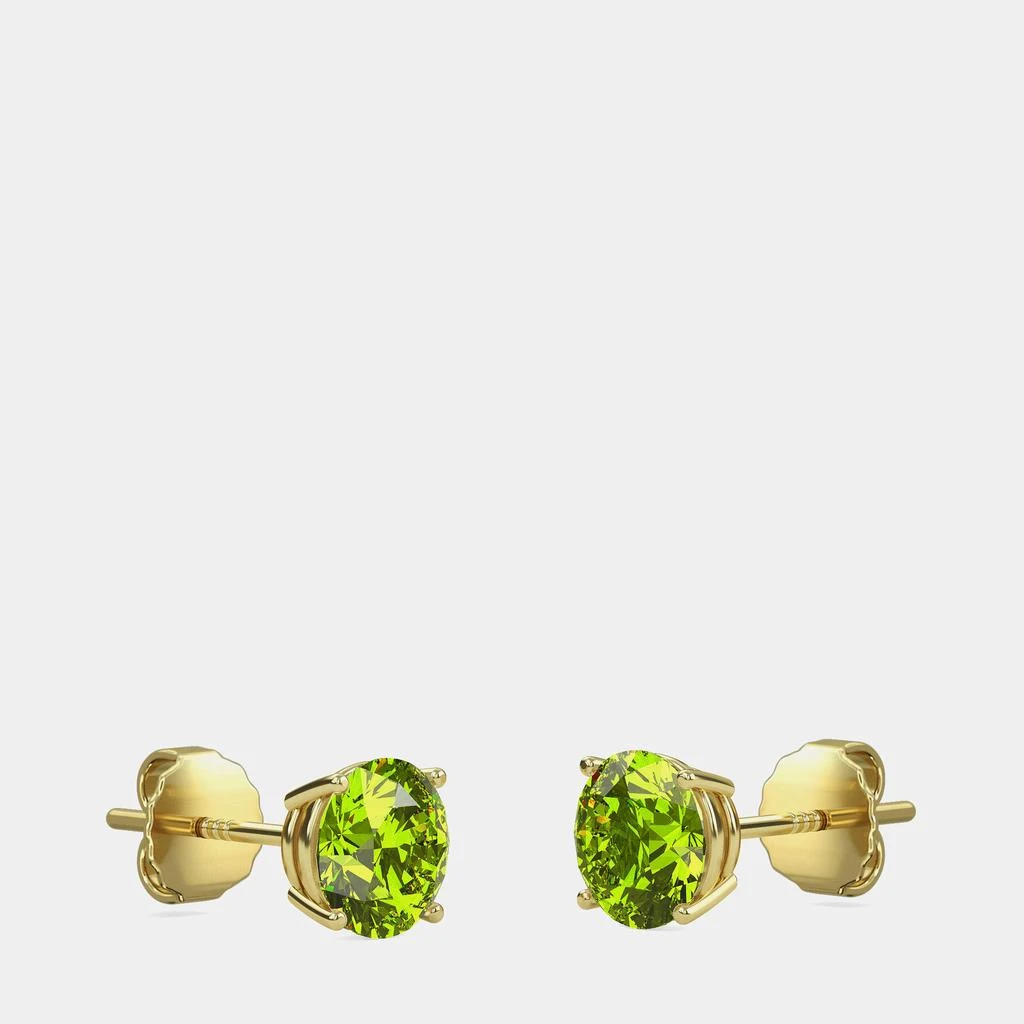 Made By Man 10K Yellow Gold Round Lab Created Peridot Stone Solitaire Earring (2.00 ctw) 3