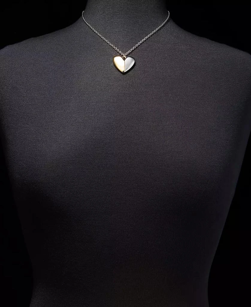 DKNY Two-Tone Puff Heart Pendant Necklace, 16" + 3" extender 4