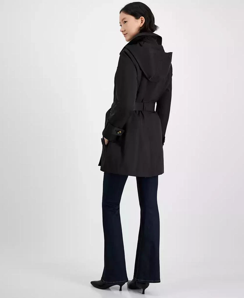 London Fog Women's Double-Breasted Hooded Belted Trench Coat 2