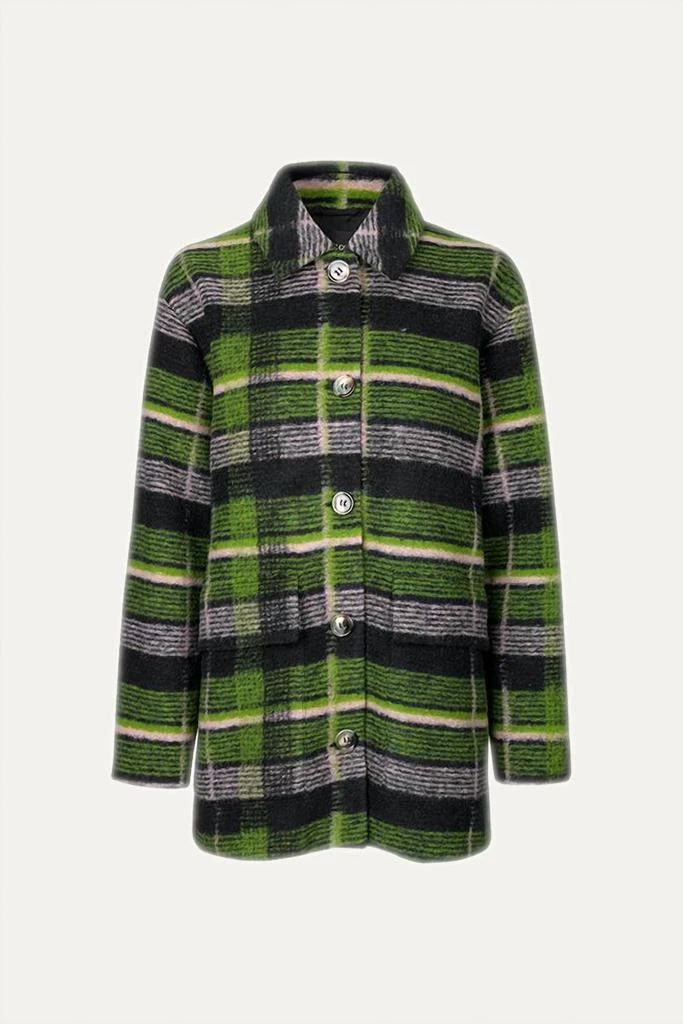 Stine Goya Lottie Jacket In Tartan Navy 2