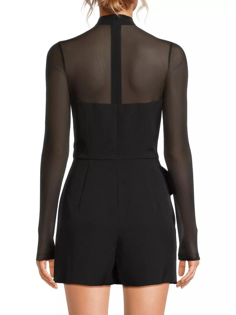 Black Halo Sylvie Shadow Mesh Bow Playsuit 5