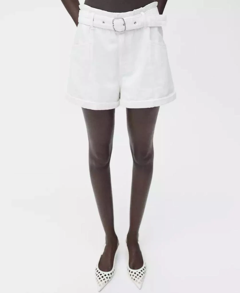 Mango Women
s Rolled Hem Paper Bag Shorts 2