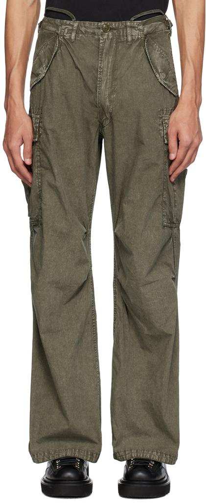 R13 Khaki Wide-Leg Cargo Pants