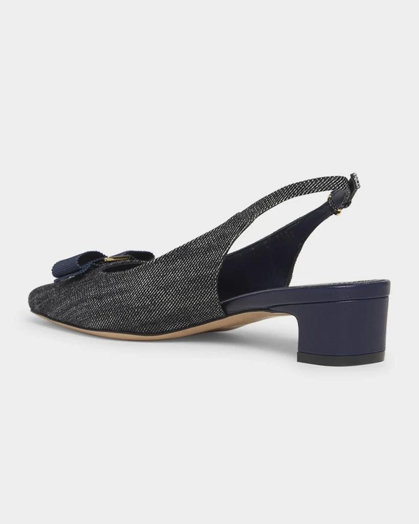 Salvatore Ferragamo Rivada Denim Bow Slingback Pumps 2