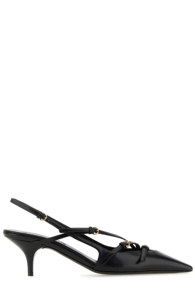Miu Miu Miu Miu Buckle-Embellished Pointed Toe Slingback Pumps 1