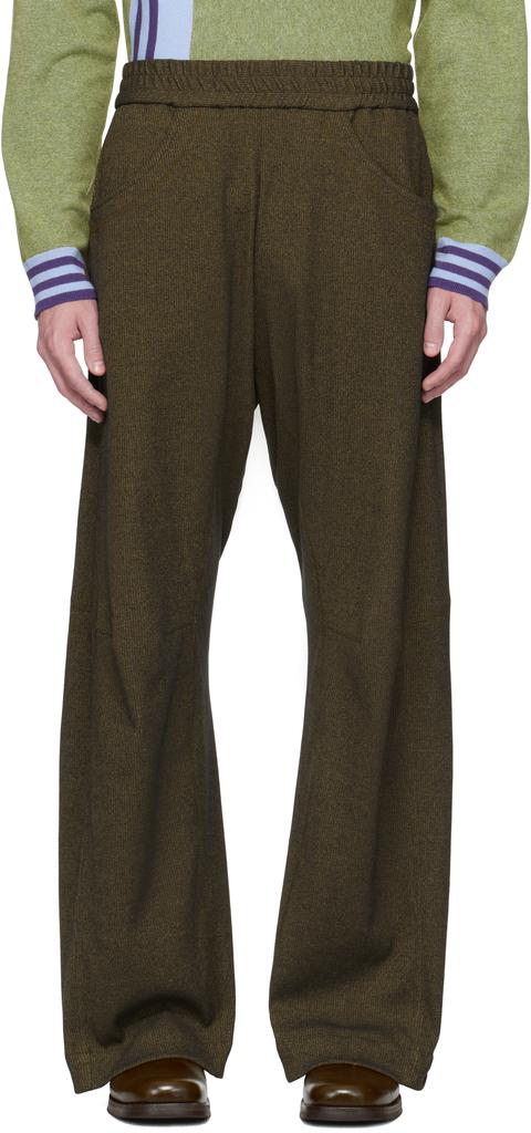 Omar Afridi Khaki Knee Darted Flare Sweatpants