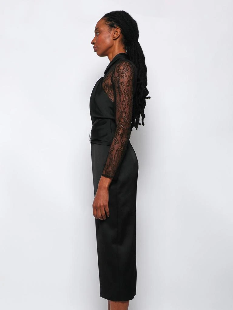 RASARIO Draped Satin Lace Midi Dress With Buckle And Ring 2