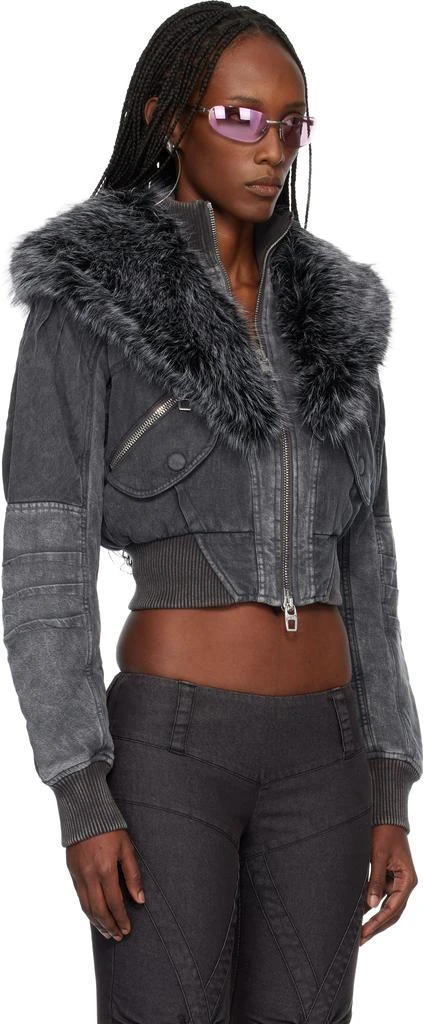 Miss Sixty Black KNWLS Edition Padded Denim Bomber Jacket 2