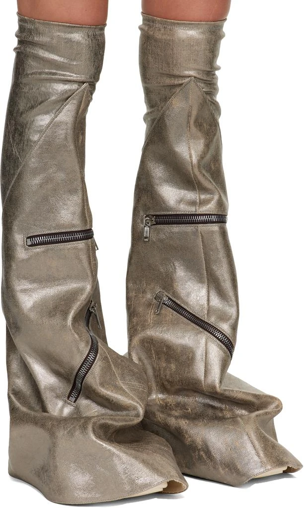 Rick Owens Silver Concordians Cargo Fetish Tall Boots 4