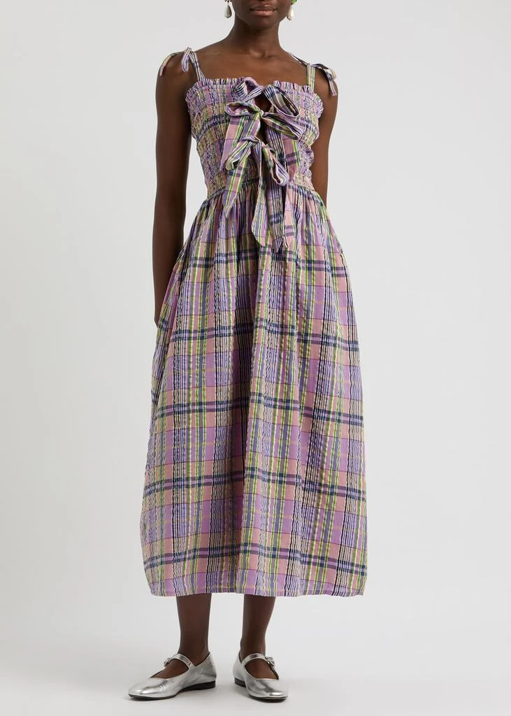 DAMSON MADDER Hattie checked cotton midi dress 2