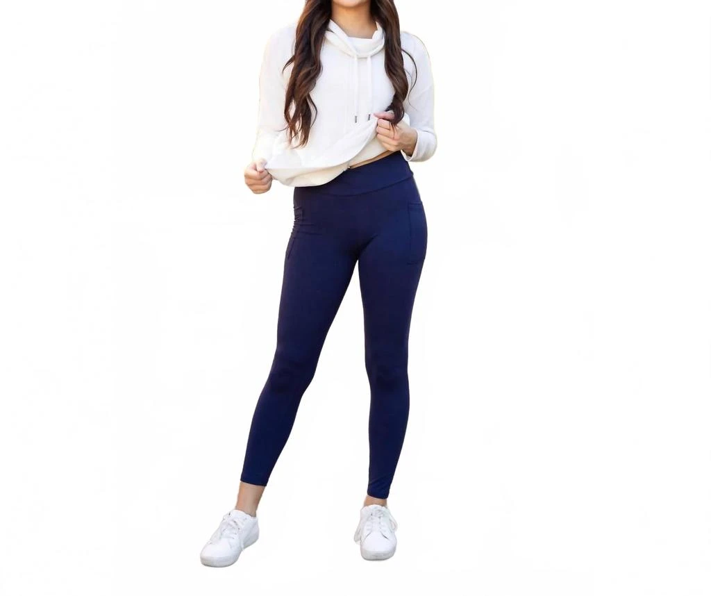Julia Rose Nadia Crossover Leggings With Pockets In Navy